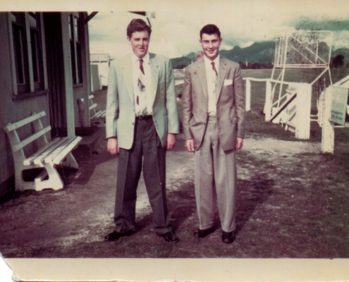 Viv Clark and Rex Sainty at Whitemark airport